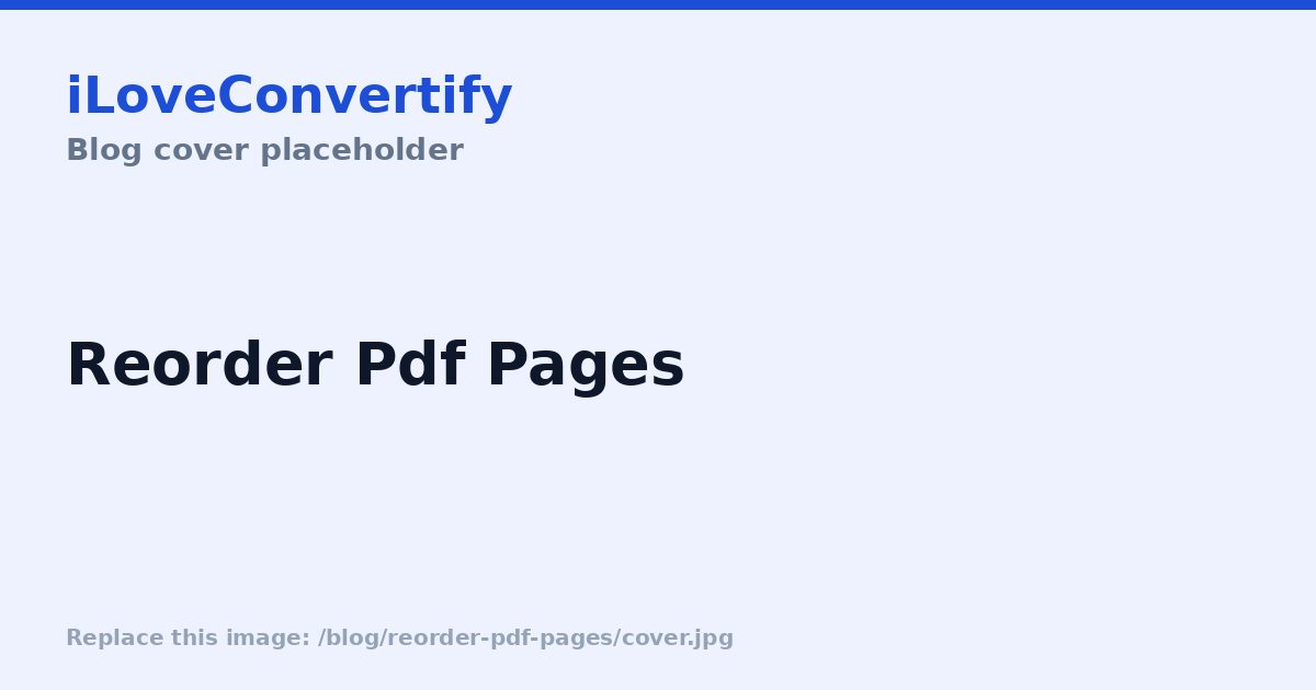 How to Reorder Pages in a PDF